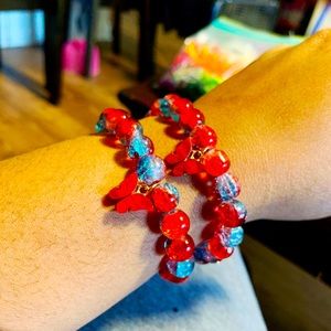 Cracked glass butterfly charm bracelet